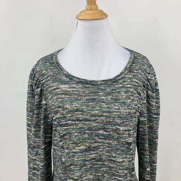 Status by Chenault Space Dye Top Womens M Medium Puff Sleeves Flare Sweater - Picture 4 of 11